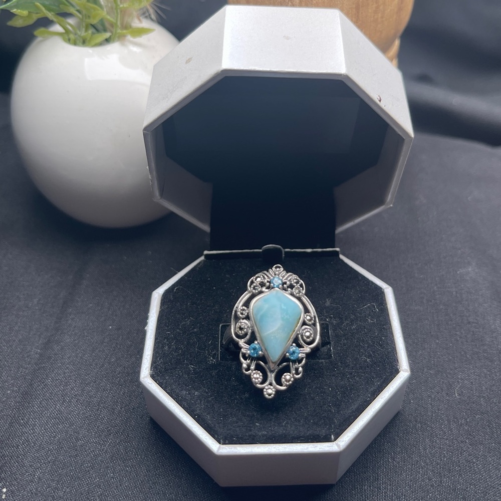 Sterling Silver and Blue Gemstone Ring